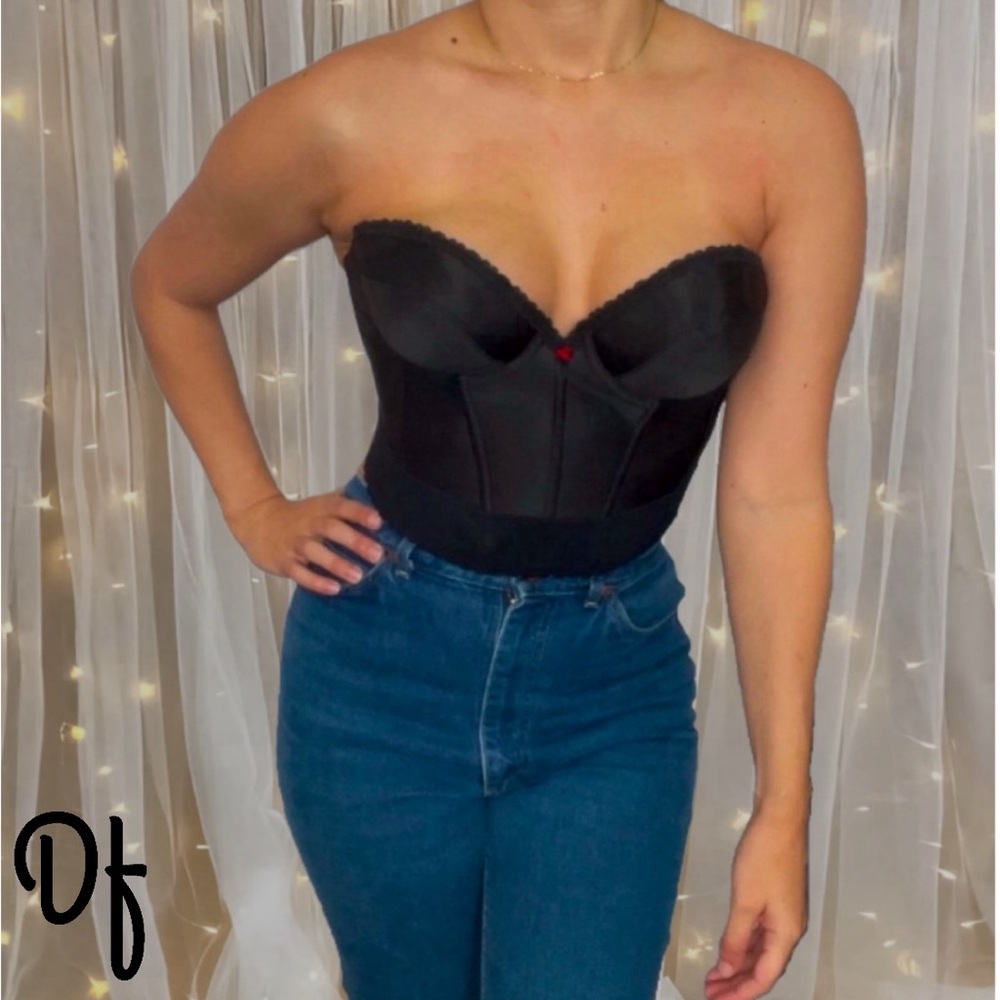 Vintage 80s Carnival Black Bustier Corset 38B